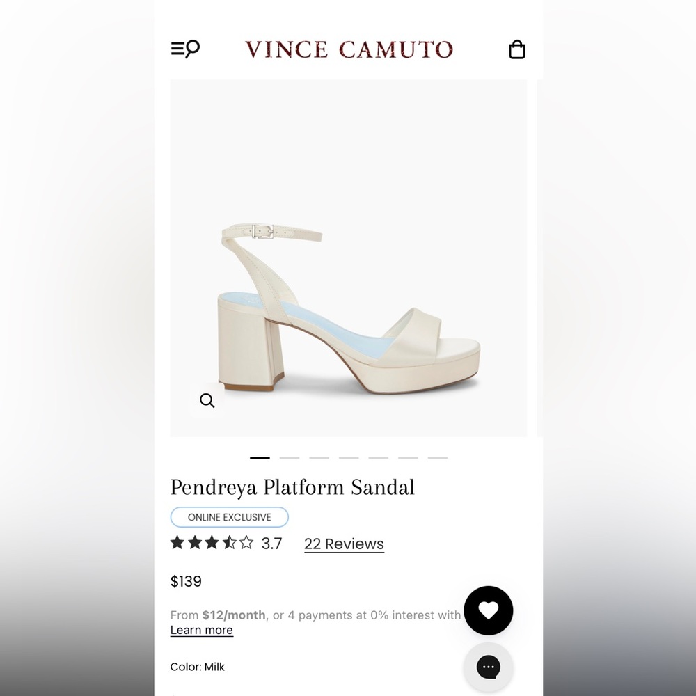 Milk White Vince Camuto Platform Heels Sandals size 8.5